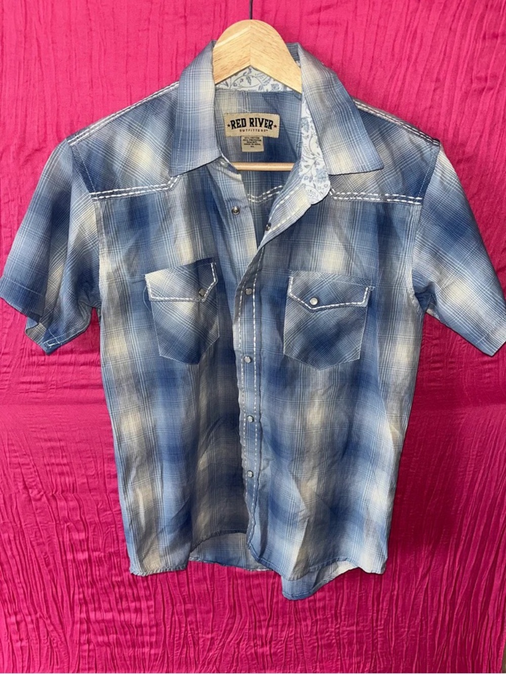 Red River Kids Blue Plaid Short-Sleeve Western Shirt